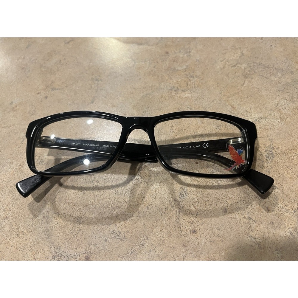 Maui Jim Eyeglasses Frames MJO2204-02 Black Rectangular Full Rim 53-17-143